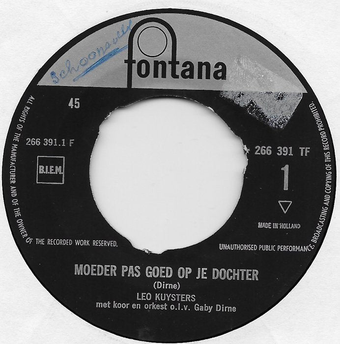 Leo Kuysters - Moeder Pas Goed Op Je Dochter 02080 Vinyl Singles VINYLSINGLES.NL