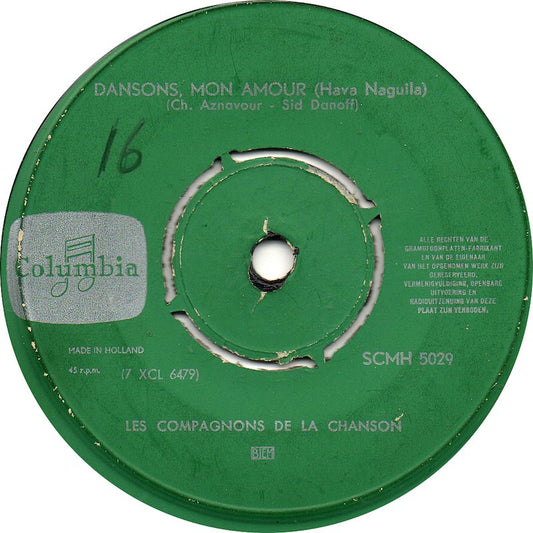 Compagnons De La Chanson - Dansons Mon Amour 15873 Vinyl Singles Vinyl Zeer Goed / Hoesje Generic "VINYLSINGLES.NL"