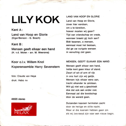 Lily Kok ‎- Land Van Hoop En Glorie 27421 Vinyl Singles Goede Staat