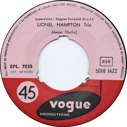 Lionel Hampton - Always Vinyl Singles EP Vinyl Zeer Goed / Hoesje Goed "VINYLSINGLES.NL"