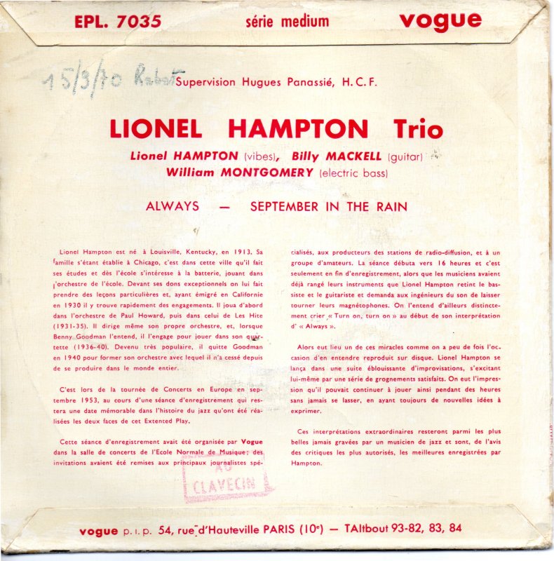 Lionel Hampton - Always (EP) Vinyl Singles EP VINYLSINGLES.NL