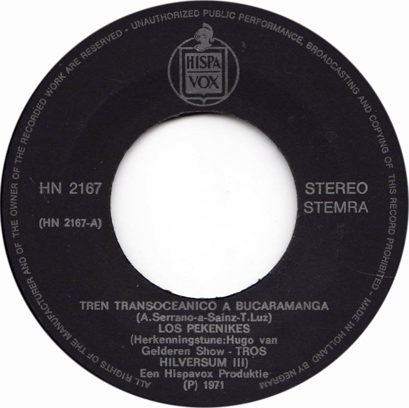 Los Pekenikes - Transoceanico A Bucaramanga 17941 Vinyl Singles VINYLSINGLES.NL
