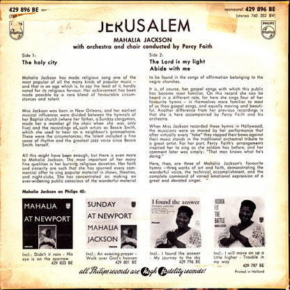 Mahalia Jackson - Jerusalem Vinyl Singles EP Vinyl Very Good (VG) <br> Hoes Good Plus (G+)