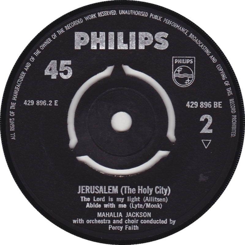 Mahalia Jackson - Jerusalem Vinyl Singles EP Vinyl Very Good (VG) <br> Hoes Good Plus (G+)