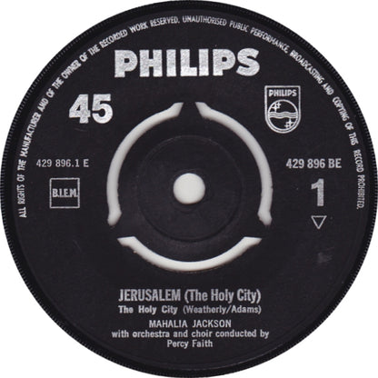 Mahalia Jackson - Jerusalem Vinyl Singles EP Vinyl Very Good (VG) <br> Hoes Good Plus (G+)