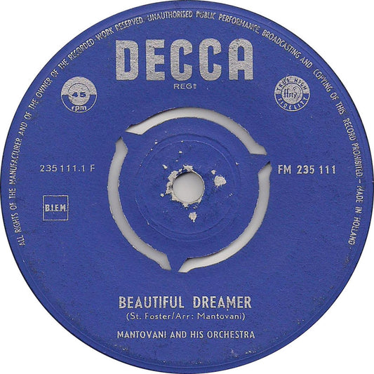 Mantovani And His Orchestra - Beautiful Dreamer 32371 Vinyl Singles Vinyl Zeer Goed / Hoesje Goed "VINYLSINGLES.NL"