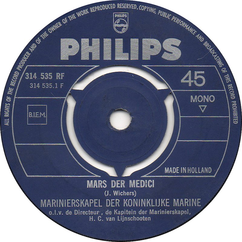 Marinierskapel Der Koninklijke Marine - Mars Der Medici Vinyl Singles Vinyl (VG) <br> Hoes (G+)