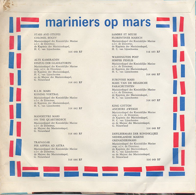 Marinierskapel Der Koninklijke Marine - Mariniers Op Mars 29227 Vinyl Singles VINYLSINGLES.NL