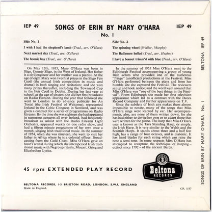 Mary O'Hara - Songs Of Erin No. 1 (EP) Vinyl Singles EP VINYLSINGLES.NL