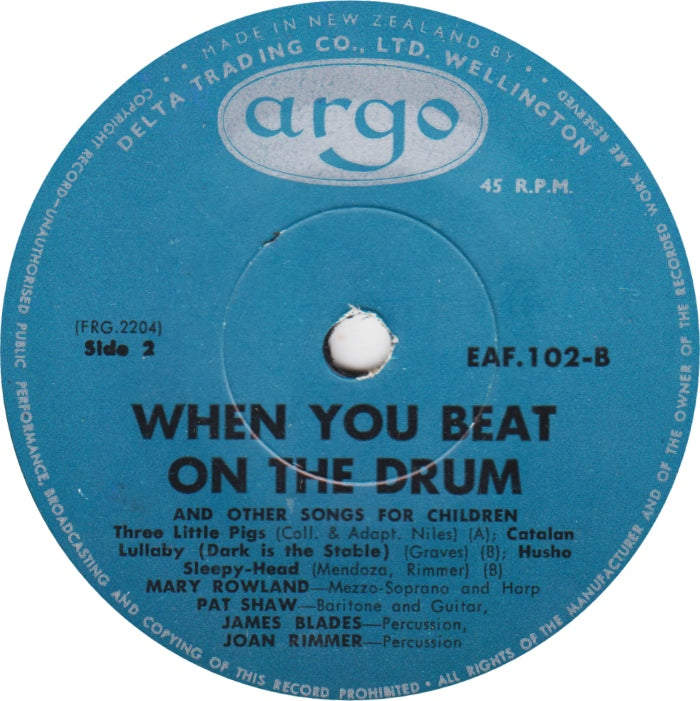 Mary Rowland, Pat Shaw, James Blades, Joan Rimmer - When You Beat On A Drum (EP) 32210 Vinyl Singles EP Goede Staat