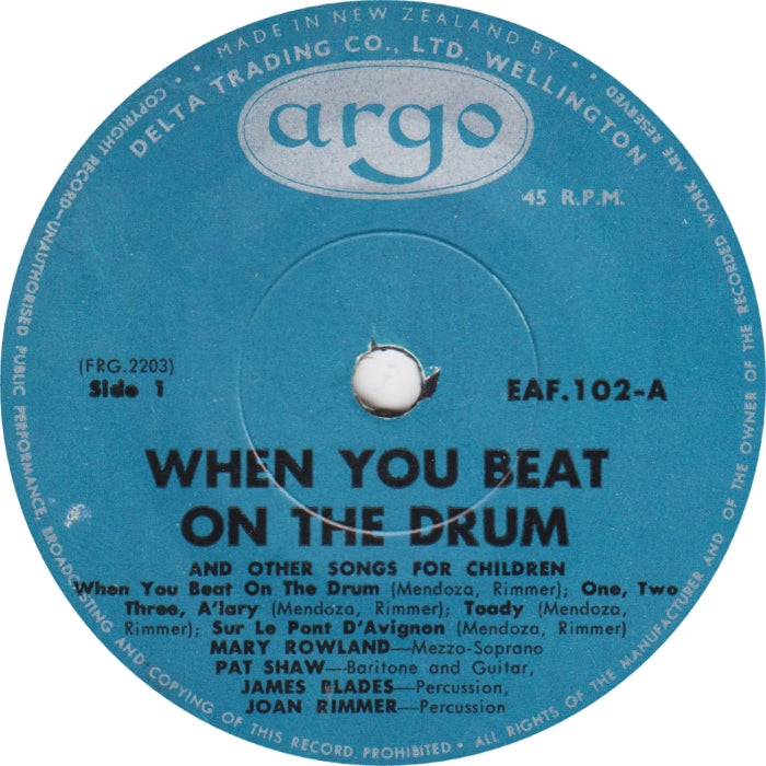 Mary Rowland, Pat Shaw, James Blades, Joan Rimmer - When You Beat On A Drum (EP) 32210 Vinyl Singles EP Goede Staat