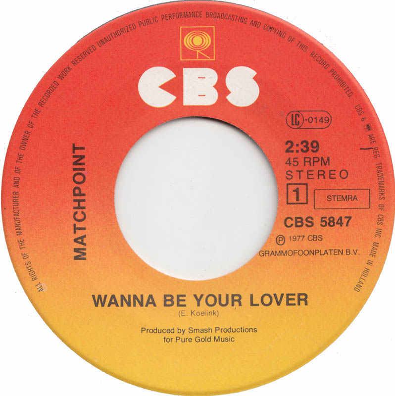 Matchpoint - Wanna Be Your Lover 09869 Vinyl Singles Goede Staat