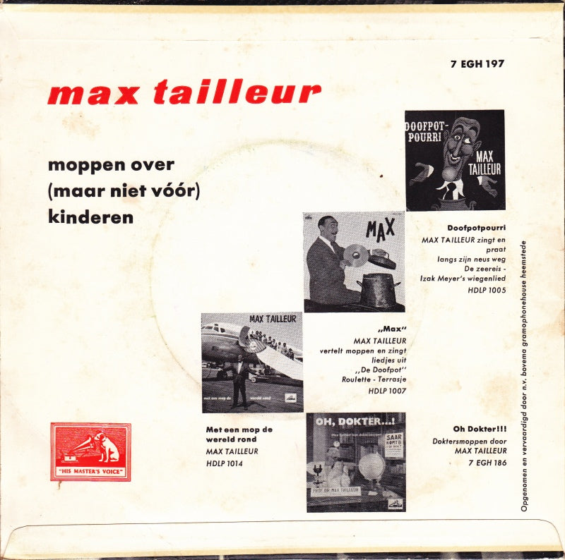 Max Tailleur - Moppen Over (Maar Niet Voor) Kinderen (EP) Vinyl Singles EP VINYLSINGLES.NL