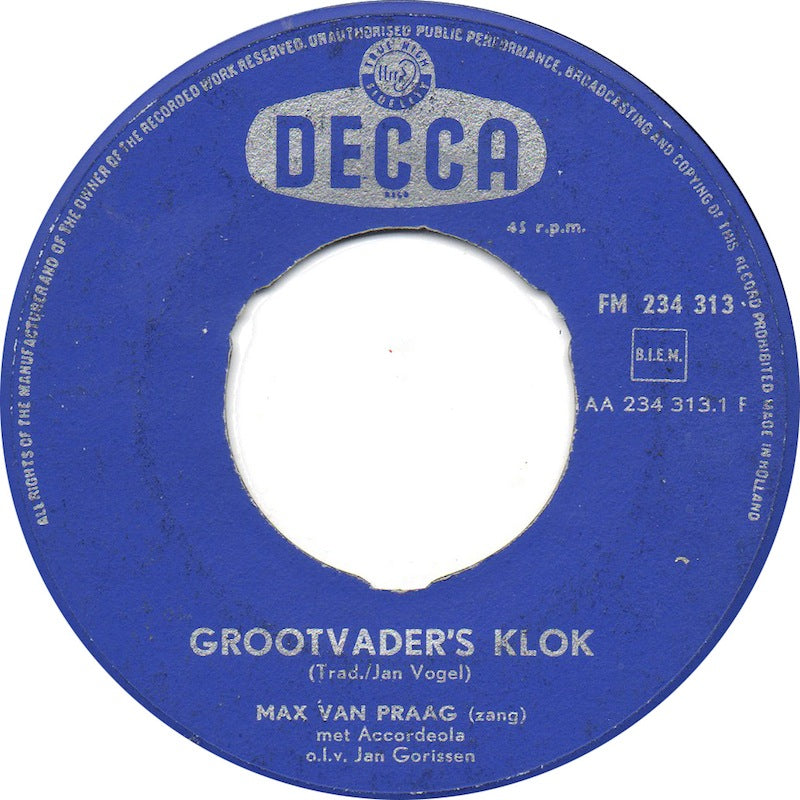 Max van Praag - Grootvader's klok 02653 Vinyl Singles VINYLSINGLES.NL