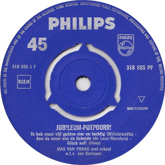 Max Van Praag - Jubileum Potpourri 32681 Vinyl Singles Vinyl (VG) <br> Hoes (G+)