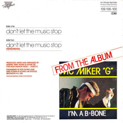 MC Miker G - Don't Let The Music Stop Vinyl Singles Vinyl (VG) <br> Hoes (G+)