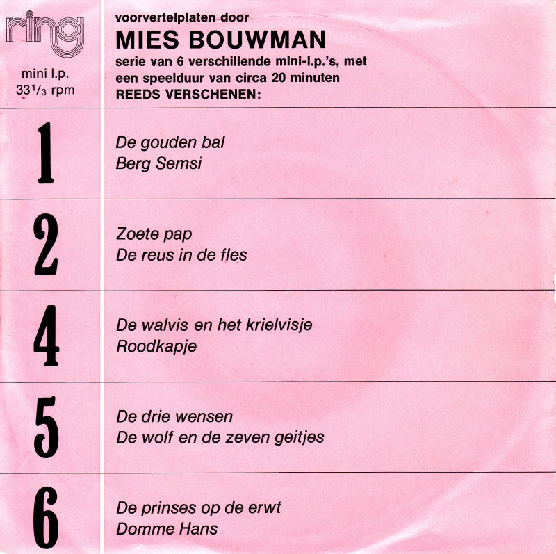 Mies Bouwman - Voorvertelplaat Door Mies Bouwman 3 32224 Vinyl Singles Goede Staat