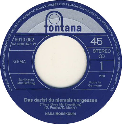 Nana Mouskouri - Das Darfst Du Niemals Vergessen 16998 Vinyl Singles VINYLSINGLES.NL