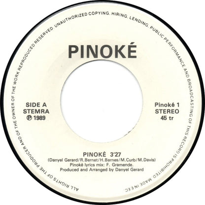 Danyel Gerard - Pinoke Vinyl Singles Vinyl Very Good (VG) <br> Hoes Good Plus (G+)