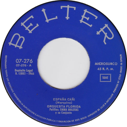 Orquesta Florida - Pasodobles Vinyl Singles Vinyl Zeer Goed / Hoesje Goed "VINYLSINGLES.NL"