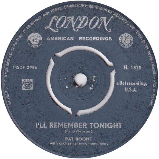 Pat Boone - I'll Remember Tonight 02361 Vinyl Singles VINYLSINGLES.NL