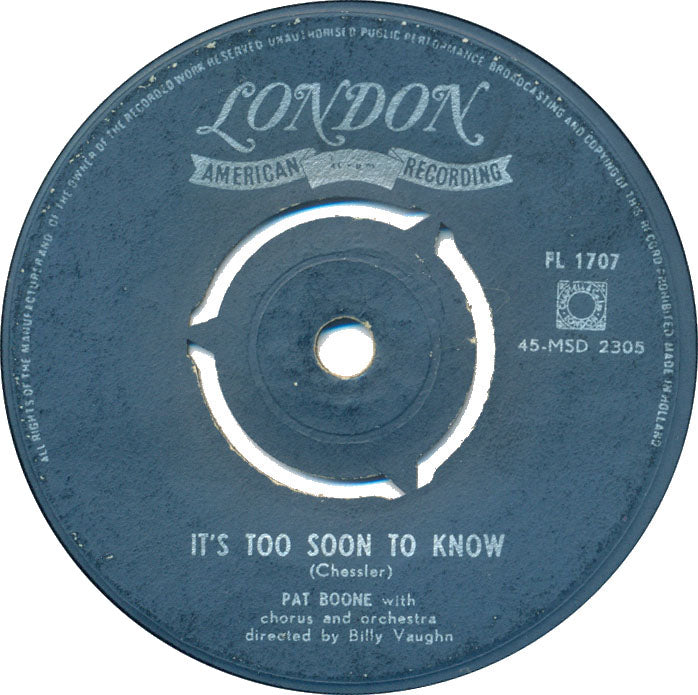Pat Boone - It's Too Soon To Know 23159 Vinyl Singles VINYLSINGLES.NL