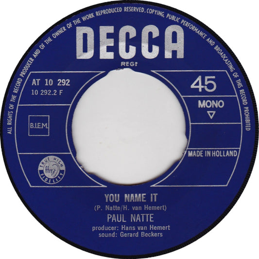 Paul Natte - Homburg Vinyl Singles Vinyl Zeer Goed / Hoesje Generic "VINYLSINGLES.NL"