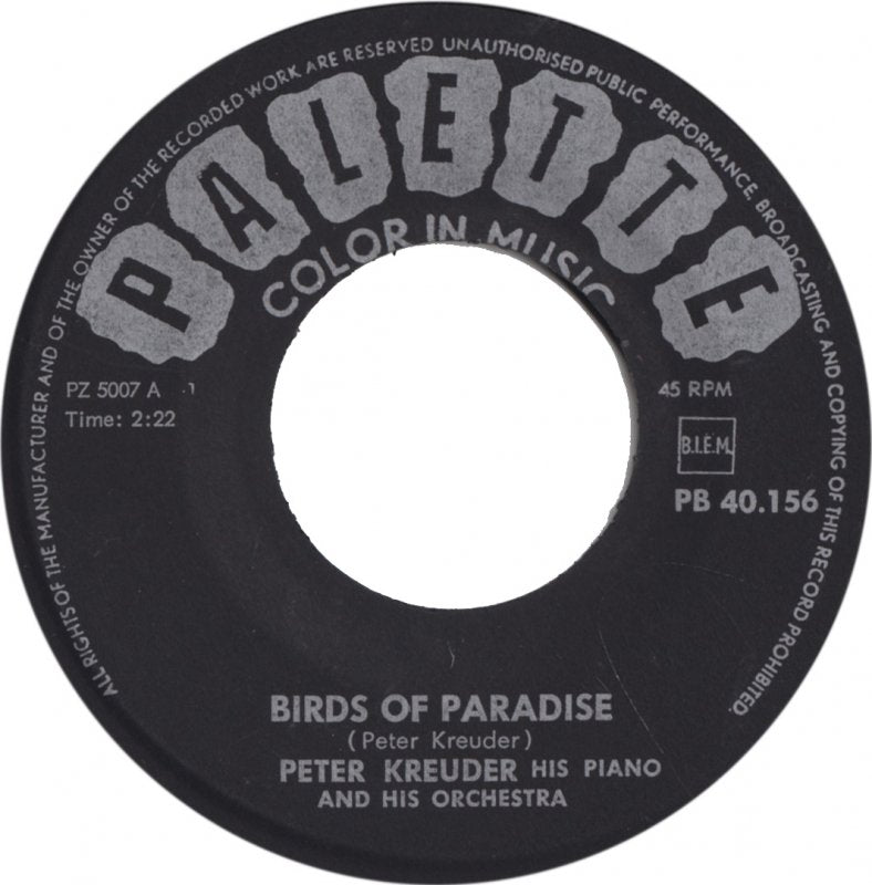 Peter Kreuder His Piano And His Orchestra - Birds Of Paradise 30739 Vinyl Singles Goede Staat