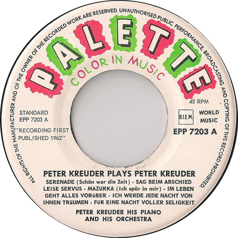 Peter Kreuder - Plays Peter Kreuder (EP) 14434 17013 18309 21749 29908 Vinyl Singles EP VINYLSINGLES.NL