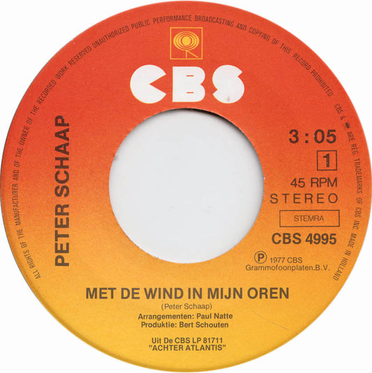 Peter Schaap - Met De Wind In Mijn Oren