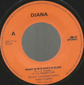 Diana - Want In M'n Hartje Klein Vinyl Singles VINYLSINGLES.NL