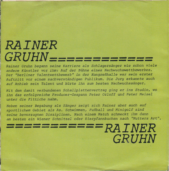 Rainer Gruhn - Verbotene Turen 09575 Vinyl Singles Goede Staat