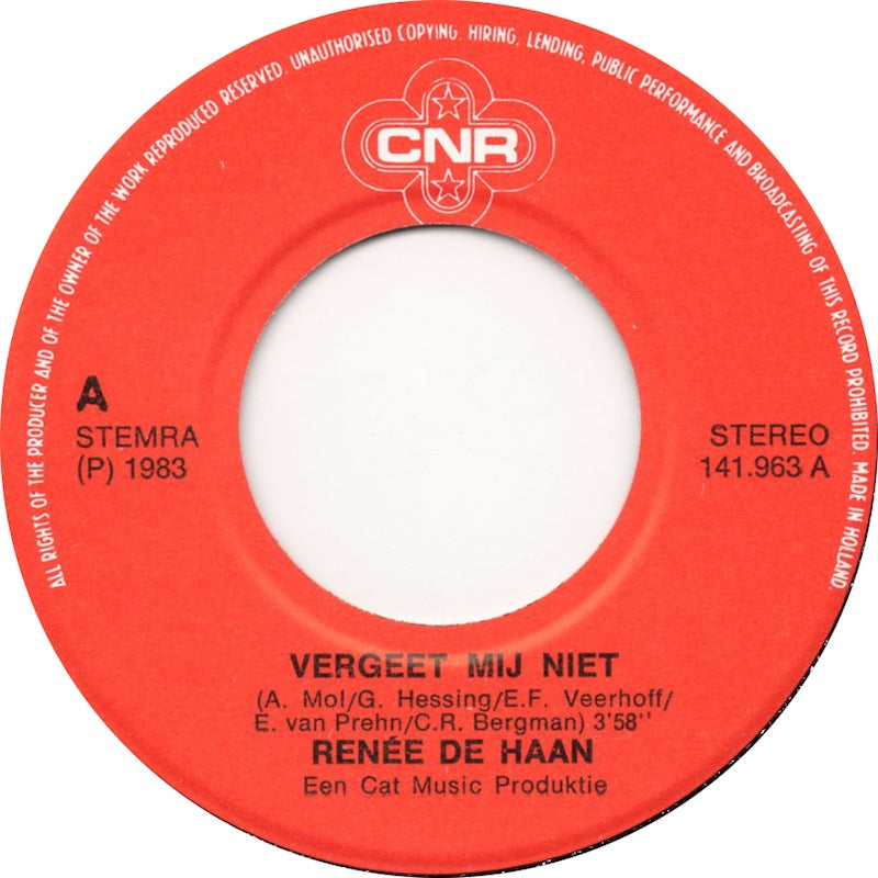 Renée de Haan - Vergeet Mij Niet 06180 Vinyl Singles Goede Staat