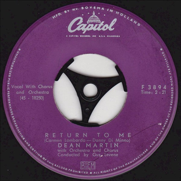 Dean Martin - Return To Me 01702 34563 Vinyl Singles VINYLSINGLES.NL