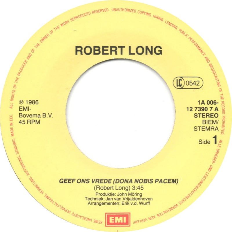 Robert Long - Geef Ons Vrede 04882 05295 14196 14467 33465 Vinyl Singles VINYLSINGLES.NL