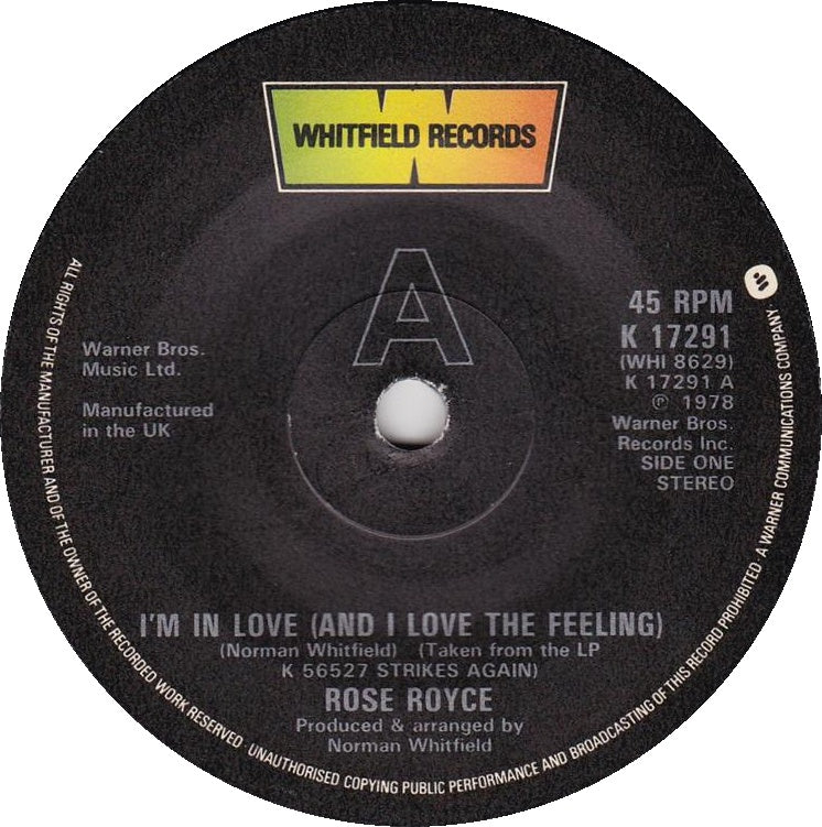 Rose Royce - I'm In Love (And I Love The Feeling) Vinyl Singles Vinyl Very Good (VG) <br> Hoes Generic