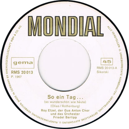 Roy Etzel - So Ein Tag Vinyl Singles Vinyl Very Good (VG) <br> Hoes Good Plus (G+)