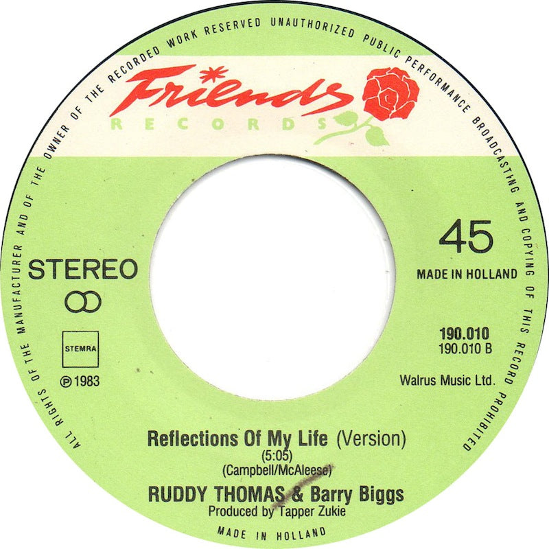 Ruddy Thomas & Barry Biggs - Reflections Of My Life 23208 Vinyl Singles VINYLSINGLES.NL