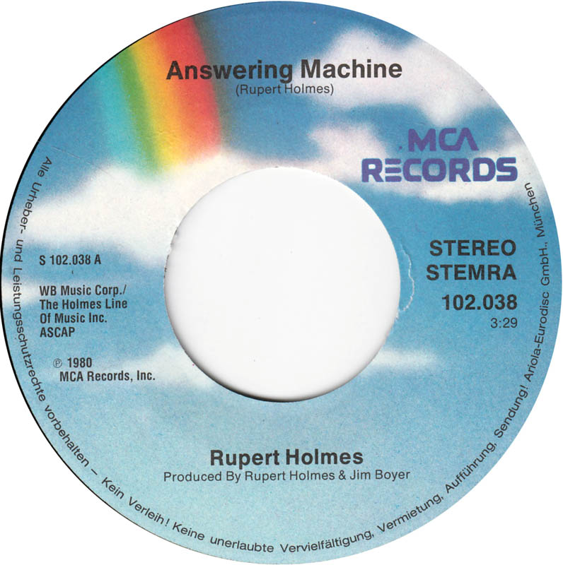 Rupert Holmes - Answering Machine 19048 Vinyl Singles Goede Staat