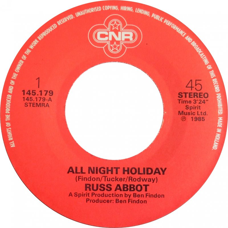 Russ Abbot - All Night Holiday Vinyl Singles Vinyl Goed / Hoes Sticker