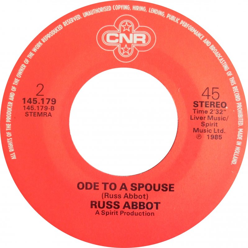 Russ Abbot - All Night Holiday Vinyl Singles Vinyl Goed / Hoes Sticker