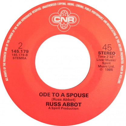 Russ Abbot - All Night Holiday Vinyl Singles Vinyl Goed / Hoes Sticker