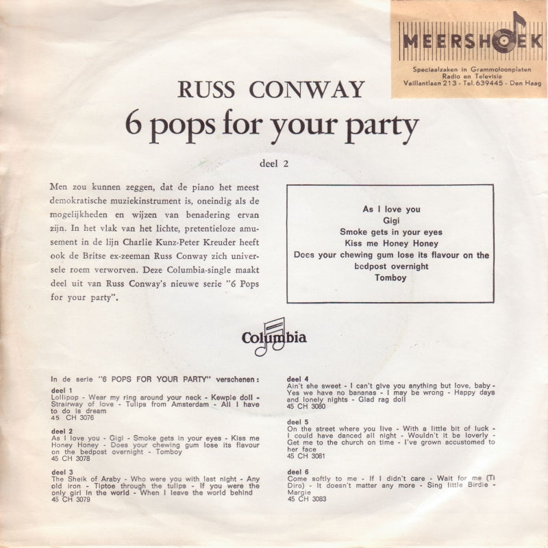 Russ Conway - 6 Pops For Party 2 Vinyl Singles VINYLSINGLES.NL