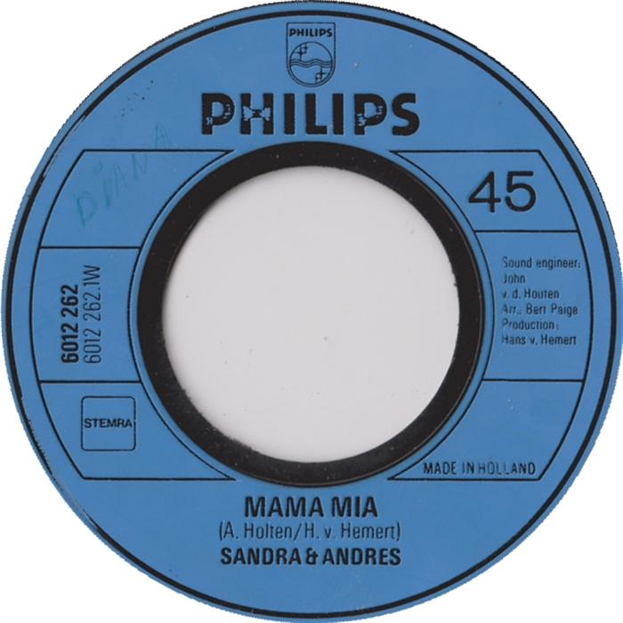 Sandra & Andres - Mama Mia 32538 Vinyl Singles Goede Staat