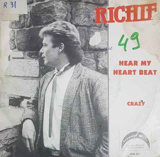 Richie - Hear My Heart Beat Vinyl Singles Vinyl Very Good (VG) <br> Hoes Good Plus (G+)