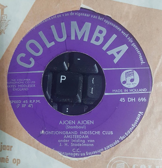 Krontjongband Indische Club Amsterdam - Ajoen Ajoen Vinyl Singles Vinyl Very Good (VG) <br> Hoes Good Plus (G+)