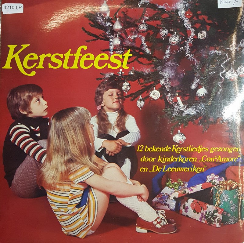 Kinderkoor Con Amore en De Leeuweriken - Kerstfeest (LP) Vinyl LP Vinyl Very Good (VG) <br> Hoes Good Plus (G+)