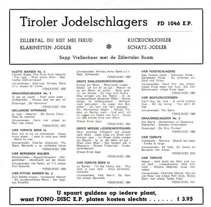 Sepp Viellechner Und Die Zillertaler Buam - Tiroler Jodelschlagers (EP) 24061 Vinyl Singles EP Goede Staat