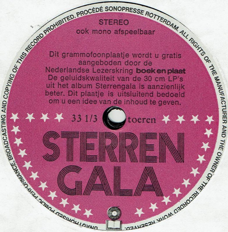 Various - Sterren Gala (Flexidisc) 14672 30886 Flexidisc Goede Staat