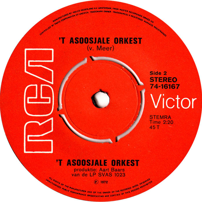 't Asoosjale Orkest ‎- 't Asoosjale Orkest 29005 Vinyl Singles Goede Staat